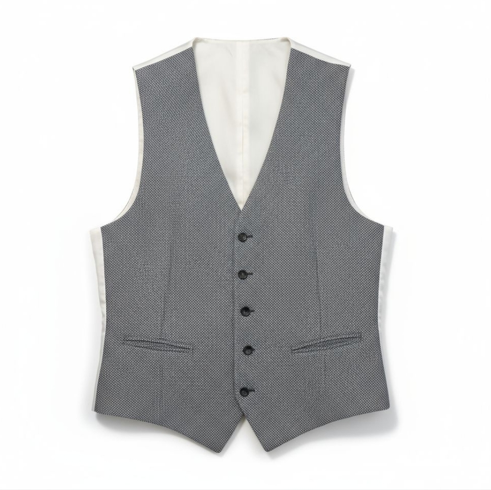 Suitsupply Men's 44L Ferrara Textured Wool, Linen & Silk Blend Waistcoat Vest